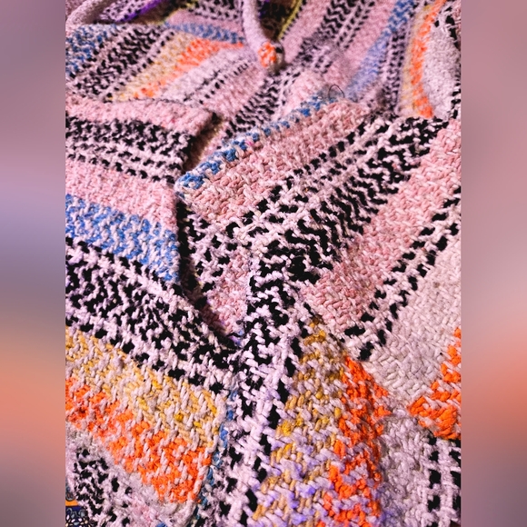 EARTH RAGZ Jacket Unisex Medium Mexican Style Blanket Pullover Rug Poncho Hoodie - Picture 4 of 5